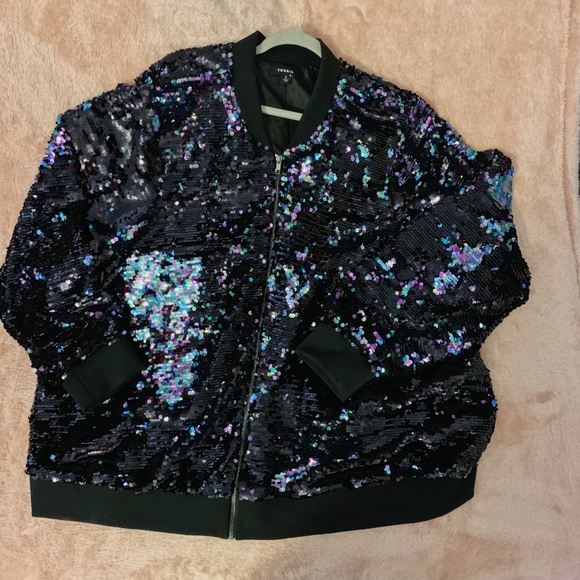 plus size sequin bomber jacket